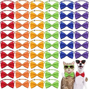 Potchen Dog Bow Ties Bulk, Adjustable Pet Bowtie Collars for for Medium Large Dogs and Cats, Puppy Neck Bowknot for Grooming Accessories, Photos, Birthdays and Parties