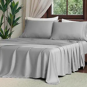 Amlie Home 100% Tencel Lyocell Sheet Set Queen Size 4 Pieces, Silky Soft Breathable Cooling Sheet Set with 16 Inch Deep Pocket for Hot Sleepers, Grey