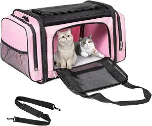 Discala Large Cat Carrier for 2 Cats, Pet Carrier, Dog Carrier for Small Dogs, Cat Carrier Soft, Collapsible Large Pet Carrier for Traveling Indoor and Outdoor Uses - Pink 23"x13"x13"
