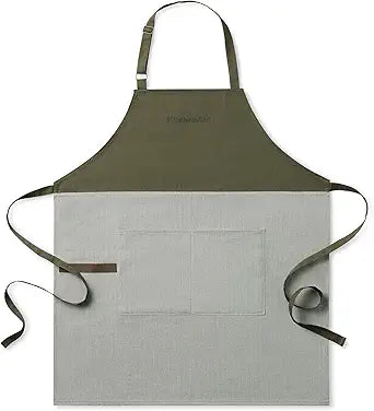 KitchenAid Evergreen Design Series Herringbone Apron, 100% Cotton, Adjustable Straps, Deep Forest Green, 32"x28"