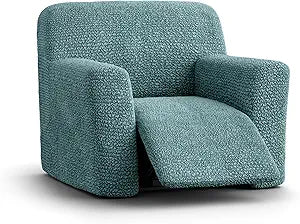 PAULATO BY GA.I.CO. Recliner Cover Soft Form-Fit Slipcover Stretch 1-Piece Reclining Furniture Protector Machine Washable Hypoallergenic Fabric Teal (Recliner 24"-39" Wide)