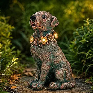 Nacome Solar Dog Garden Statue: Weather Resistant Durable Resin Sculptures with Auto Lighting - Outdoor Lawn Porch Patio Yard Art Decor - Gifts for Mom Grandma Dog Lovers(Copper)