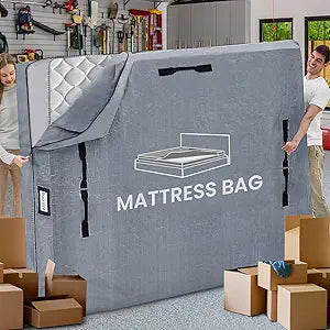 Mattress Bags for Moving and Storage, BETU Queen Mattress Protector Waterproof Mattress Cover with 8 Heavy Duty Handles and Zipper Extra Thick Moving Supplies for Bed (2 Pack:82x62x13.5 Grey)