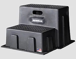 Romotech 82122085 Multi-Purpose Polymer Step Stool - 21 in W x 16 in H - Lightweight, NonSlip, Stackable UVStable Plastic Step Ladder for RV, Campers, Pets, Hot Tubs, & More, Made in USA