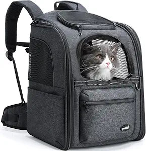 Pecute Cat Backpack Carrier, 30% Energy Saving Breathable Pet Backpack, Foldable Ergonomic Travel Carrier for Cats and Small Dogs, Ideal for Hiking, Outdoor Trips & Vet Visits