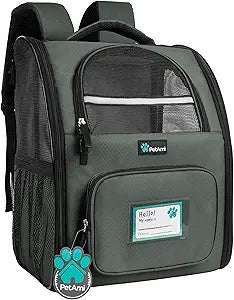 PetAmi Dog Backpack Carrier for Small Large Cat, Pet, Puppy, Ventilated Pet Hiking Backpack Travel Bag, Airline Approved Cat Backpack Carrier, Camping Biking Dog Bag Up to 18lbs Pet, Dark Grey