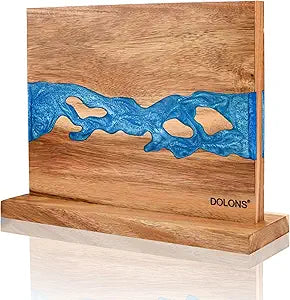 Magnetic Knife Block,Acacia Wood And Resin Kitchen Magnetic Knife HolderEquipped with strong magnets,Multifunctional Double Side Knife Storage Organizer for Kitchen Counter Gifts for new home