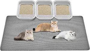 Cat Litter Mat,Extra Large 46"x26",Honeycomb Dual-Layer Design Traps Litter Effectively, Waterproof & Urine Proof, Non-Slip, No BPA/Phthalate, Washable & Easy Clean