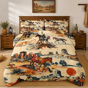 Pamnest Twin Comforter Set, 2 Pieces Vintage Western Bedding, All Season