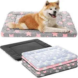 VitalCozy 4 Pcs Dog Crate Pads, Ultra Soft Warm Washable Anti-Slip Kennel Bed Mat for Pets, Reversible, Replaceable, Cage Liner for Small Medium Large Dogs and Cats(20 x 30 x 1.6 Inch,Star,Colorful)