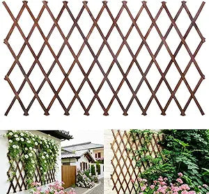 Expandable Garden Trellis, 38" x 89" Large Wooden Lattice Fence Wall Panel Lattice Trellis for Climbing Plants Outdoor Ivy Vine Rose Clematis for Garden Patio Room Decor (1Pcs Brown)