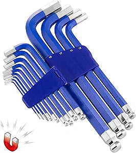 Powerbuilt 13 Piece Metric Jumbo Long Point Magnetic Hex Key Wrench, Allen Hex Key Wrench, 2mm -19mm - 941642