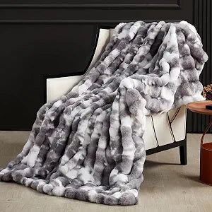 SAPHREAS Faux Fur Throw Blanket for Couch, Fluffy Fuzzy Bubble Blanket for Sofa Bed Living Room, Decor Soft Cozy Gifts for Women Men, 60x80 Tie Dye Grey