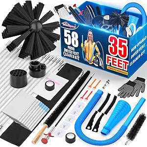 Sealegend 58-Pieces 35-Feet Dryer Vent Cleaner Kit, Dryer Cleaning Tools