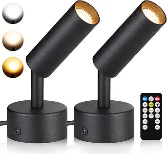 URTOM 2 Pack LED Indoor Spotlights with Remote Control, 3W Plant Uplights