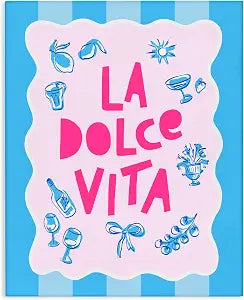 Stupell Industries La Dolce Vita Blue Pink, 16 x 20 Inch Canvas Wall Art