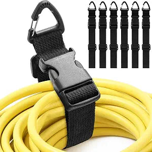 6 Pack Adjustable Extension Cord Holder Straps,Black