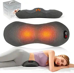 Triple Fusion Back Massager with Heat - Sciatica Pain Relief & Spine 3-in-1 Electric Lumbar Support Pillow Device for Lower Back Pain in Bed, Office Chair and Home