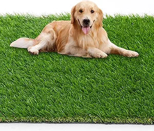 Artificial Turf Grass 3 FT x 5 FT, Fake Grass 1.38" Pile Synthetic Rug Outdoor Indoor, Realistic Grass Carpet Mat with Drainage for Dogs, Patio, Balcony, Backyard, Custom Size