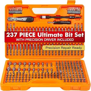 237-Piece Screwdriver Bit Set with Ratchet & Security & 20 Precision Bits