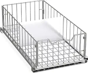 Simple Houseware Pull-Out Cabinet Sliding Basket, 17.2Dx9.7Wx5H, Chrome