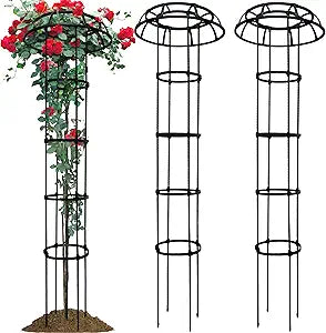 65 Garden Trellis for Climbing Plants, 2 Pack Mushroom Plant Support for Potted Plants, Outdoor Heavy-Duty Obelisk Trellis for Cucumber, Tomato, Grape, Rose, Pea, Vine, Bean, Clematis