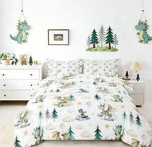 Feelyou Dragon Baby Kawai Comforter Set Twin Size Kids Boys Girls Bedding