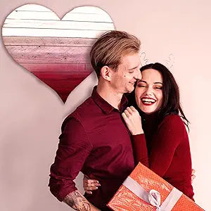 EST. LEE DISPLAY L D 1902 Valentine's Day Wooden Heart Striped Rustic Hanging Wall Decor 24in X 24in