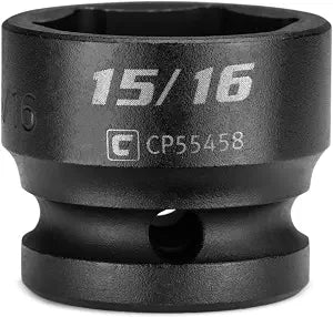 Capri Tools 15/16 in. Stubby Impact Socket, 1/2 in. Drive, 6-Point, SAE (CP55458)