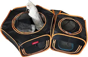 Portable Cat Playpen 2-Room with Tunnel, 3-in-1 Pop-up Cat Dog Crate Play Enclosure with Separate Areas, Foldable Pet Playpen for Puppy Kitten and Small Animals Indoor Outdoor