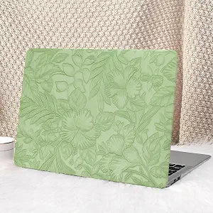 Seorsok Compatible with MacBook Pro 13 inch Case M2 2023,2022,2021-2016 A2338 M1 A2251 A2289 A2159 A1989 A1708 A1706,Leaves Flowers Leather Hard Shell Case with Keyboard Cover,Green Blooming Floral