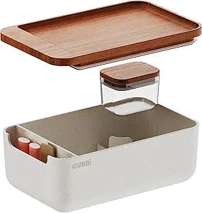 Cubbi - Airtight Box with Tray - Silicone Seals - 100% Air-Tight Storage Box with Accessories White