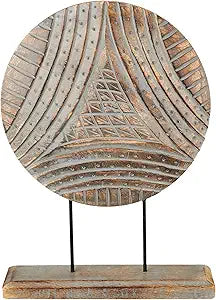 Farmhouse Table Sculpture Home Decor Statue Mandala Carved for Modern Home 10" x 14", Living Room, Fireplace Mantel Shelf, Table and Entryway Decor Stand (Design 8)