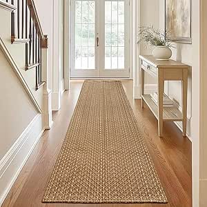 Boho 2x8 ft Runners for Hallway,Braided Style Long Kitchen Runner Rugs,Soft Faux Jute Rug,Neutral Entryway Runners,Washable Solid Carpet for Bedroom,Hallway Living Room,Non Slip,Tan Brown