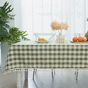 Midsummer Breeze Buffalo Plaid Rectangular Tablecloth-Cotton Gingham Table Cloth for Kitchen Restaurant Farmhouse Christmas Dcor (Rectangle/Oblong, 55x120,Green)