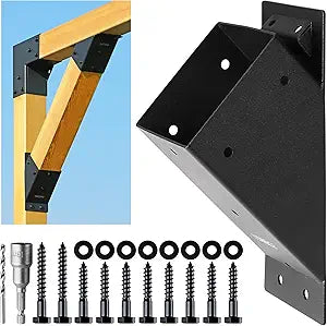 8pcs 45 Degree Angle Support Brackets, 4x4 (Actual 3.5''x3.5'') Pergola Angle Brackets, For pergola, deck porch, log cabin angle support bracket kit
