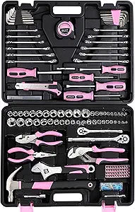 FASTPRO 225-Piece Pink Tool Set, SAE & Metric Mechanics Hand Tool Set with Toolbox, Home/Auto Repairing Tool Kit for DIY, Home Maintenance and Car Repairing