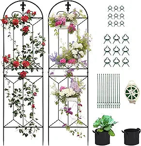 Metal Trellis Outdoor 70.8" x 19.5" - 2 Pack, Trellis for Climbing Plants Outdoor, Rustproof Metal Garden Trellis for Vine Cucumbers, Vegetables, Flower Support