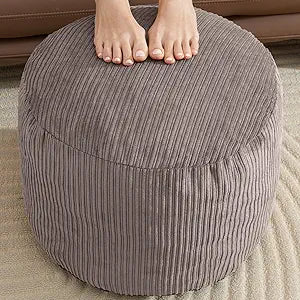 WSOFRLAC Pouf Ottoman Foot Stools with Foam Small Ottoman for Living Room Corduroy Ottomans Pouf 26x18in Foot Rest for Chair Brown Hassocks and Ottomans