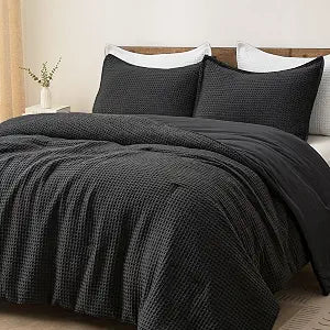 PHF Ultra Soft Waffle Comforter Set 2 Pieces Twin, Black