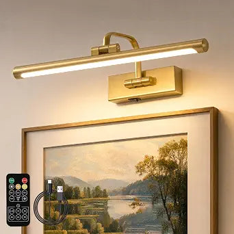 Wireless Picture Light for Wall, Rechargeable Light for Pictures with Remote & Timer, 16 Inch Dimmable Gold Art Light for Paintings, Battery Operated LED Wall Light with 3CCT for Gallery