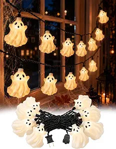 8.5FT Halloween White Ghost String Lights, Plug-in 10 LED Decor