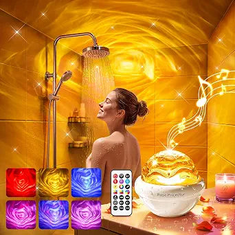 Ambient Shower Lamp Waterproof Inside Shower Light,15-Color Ocean Projector