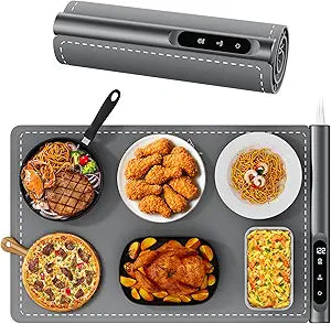 Newise Warming Mat for Food - Graphene Rapid Heating Food Warmers for Countertop, Portable Electric Warming Tray with 6 Temperature Levels, Kitchen Practical Gifts for Mom Wife, Gray