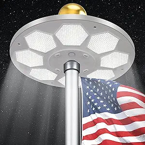 PPQ Solar Flagpole LED Light,New 160 LED Ultra Bright Flag Pole Light for 15-25 Ft Poles,Solar Powered Waterproof Lighting on Outdoor Pole Top,10-15 Hour Dusk to Dawn Auto On/Off
