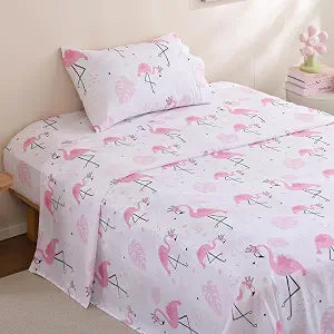 Twin Sheets Set Kids, Flamingo Twin Size Sheets, Twin Bed Sheets for Girl