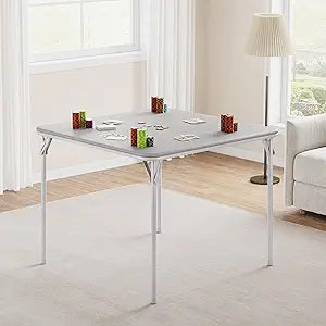GarveeHome 33.6 in Folding Card Table, Portable Square Folding Table with PU Leather Soft Cushion, Foldable Table Suitable for Dining Room, Living Room, Office, Camping