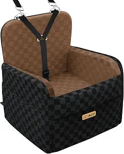 PETICON Waterproof Dog Car Seat for Small Medium Dogs, 6in Memory Foam Pet Booster Seat for Dogs up to 26 lbs with Pockets, Detachable Washable Pet Carseat with Y-Shape Safety Belt