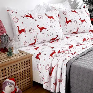 CAROMIO Christmas Sheets Queen, Soft Brushed Microfiber Bed Sheet Set