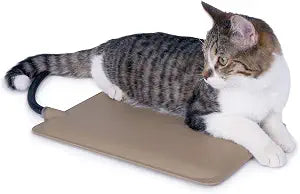 K&H Pet Products Heated Extreme Weather Outdoor Kitty Pad Petite, Waterproof Heated Cat Mat, Pet Warmer for Outside Feral Cat Houses, Indoor Outdoor Warming Pet Mat - Petite 12 X 9in Tan 25W